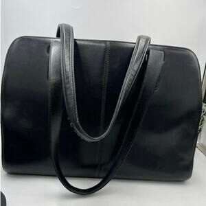 Knomo London Cholet Vintage Black leather 15" laptop‎ travel bag Tote  #F 729221